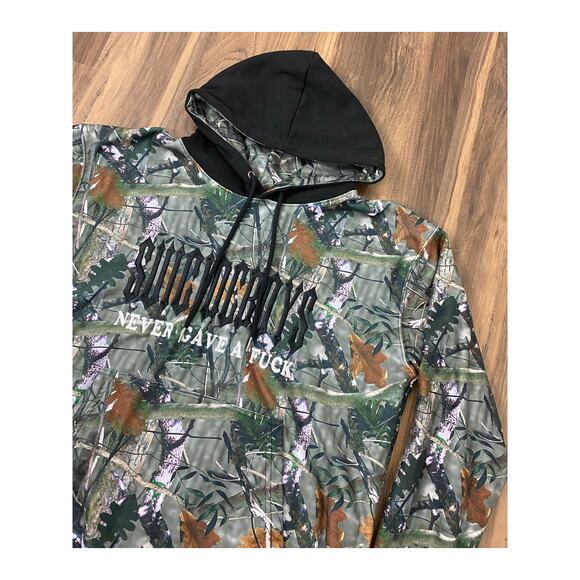 G59 Records Suicide Boys spell-out stitched camo graphic pullover hoodie, L - Picture 2 of 5